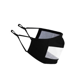 Komonee Kids Transparent See Through Cotton Washable Reusable Black Childrens Face Mask Dustproof Cloth Clear Mouth Cover Covering For Boys Girls (Pack of 5)