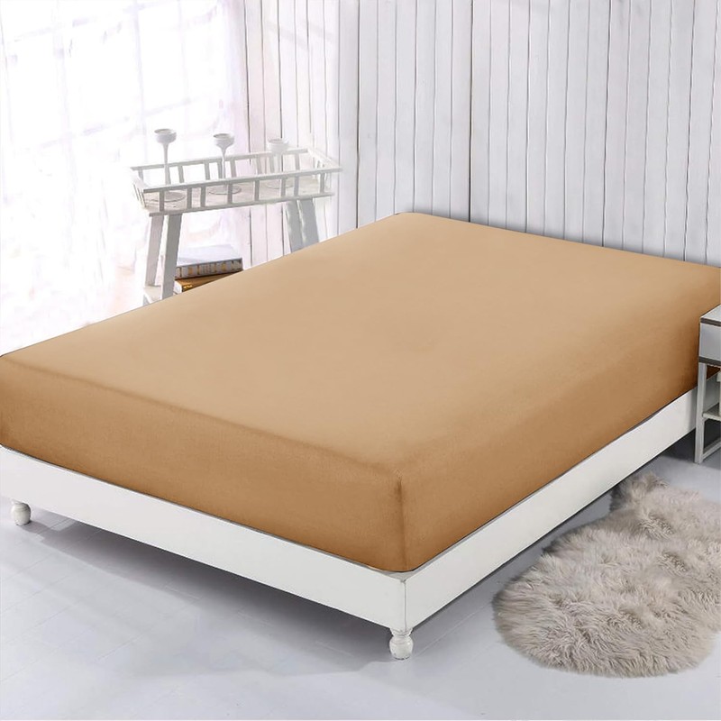AL NOOR HOME Premium Beige Fitted Sheet - 100% Pure