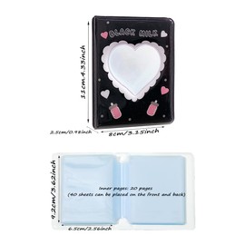 SURALIN 1 x Mini Photo Album, 40 Pockets, Kpop Photo Card Holder, Love Heart, Hollow, Photo Card Holder, Kpop Binder Photo Card Holder for Photo Collection