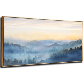 YJYart Tree Wall Art for Living Room Forest Nature Painting 20"x40"Framed Artwork Landscape Canvas Print for Bedroom Office Home Decor
