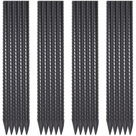 16 Inch Rebar Stakes 20 Pack 1/2 Inch Diameter Heavy Duty Steel Ground Stakes with Chisel Point End Straight Metal Stakes for Ground Concrete Form Landscape Timber and Fence, Black