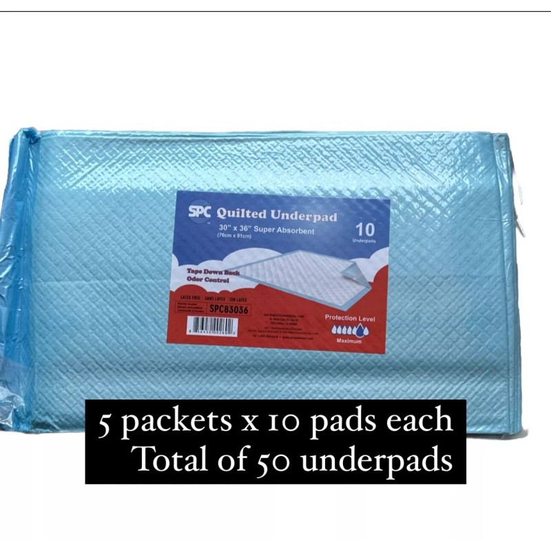 SPC QUILTED UNDERPAD 50pc Size 30"X36" FREE SHIPPING