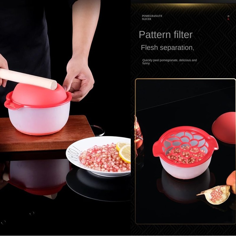 Pomegranate Peeler Silicone Pomegranate Deseeder with Bowl Pomegranate and Wood