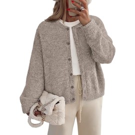 LILLUSORY Womens Cardigans Sweater Chunky Oversized Cable Knit Cozy Early Fall 2025 Clothes Outfits Fashion Clothing Trendy Teacher Plus Size Cute Winter Khaki S