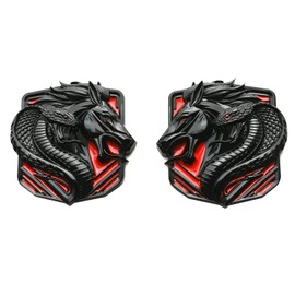 Pair New Custom Cobra Emblems Left Right 3D Badge Replacenment for Bronco F150 2024 Mustang GT Dark Horse Angry Aggressive (Black Red)