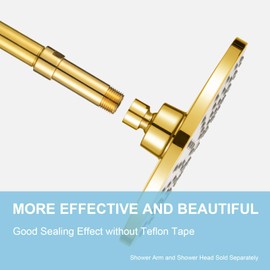 OFFO Shower Head Extension Arm, Shower Arm Extension Shower Head Extender Made of 304 Stainless Steel Shower Pipe Extension, Bright Gold 3 Inches