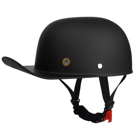 QICHAO Baseball Motorcycle Helmet - Half Motorcycle Helmet, DOT Approved, Motorcycle Half Helmet for Chopper Moped Scooter Motorbike Electric-Matte Black,L