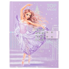 Depesche 12428 TOPModel Ballet Diary with Number Code and Sound, Purple Book with Model Motif and 80 Lined, Colourfully Illustrated Pages
