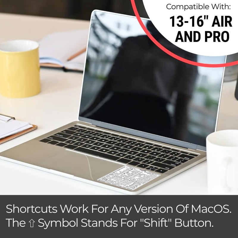 Synerlogic Mac OS Shortcuts Sticker for Air/Pro | Keyboard Stickers