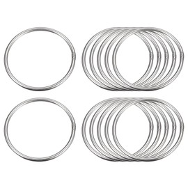 sourcing map Pack of 12 O Rings Stainless Steel 304 Metal Rings, 50 mm Outer Diameter, 3 mm Thick Welded O-Ring for Fastening Screws Hooks Camping Belt Dog Leads Bags Paracord Accessories, silver
