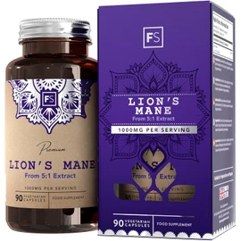 FS Lions Mane | High Strength Lion's Mane Supplement - 90 Lionsmane Capsules 1000mg per Serving | Lionsmane Mushroom Complex | Non-GMO, Gluten & Allergen Free | Made in The UK