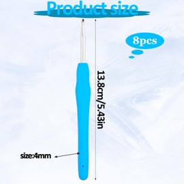 8 Pcs 4.0mm Crochet Hooks Ergonomic Crochet Hook US Size G/6 Crochet Needles Aluminum Knitting Needles Craft Yarn, Crochet Hook for DIY Craft, Gold Crochet Needles for Knitting Scarf(Blue)