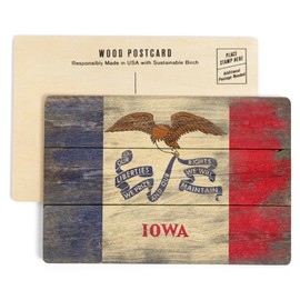 Rustic Iowa State Flag (4x6 Birch Wood Postcards, 2-Pack Stationary, Rustic Home Wall Decor)