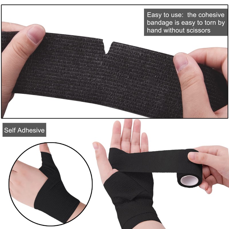 BQTQ 144 Rolls Self Adhesive Bandage Wrap 2 Inch Black