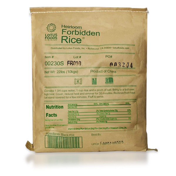 Lotus Foods Gourmet Heirloom Forbidden Rice, 22 Pound (Pack of 1)