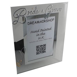 Bride & Groom Photo Frame Portrait (Silver) with Crystals