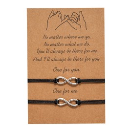 2Pcs/set Pinky Promise Long Distance Matching Bracelets Love Heart Adjustable for Couples Best Friends Couple Friendship Relationship Boyfriend Girlfriend Family Jewelry-Infinity