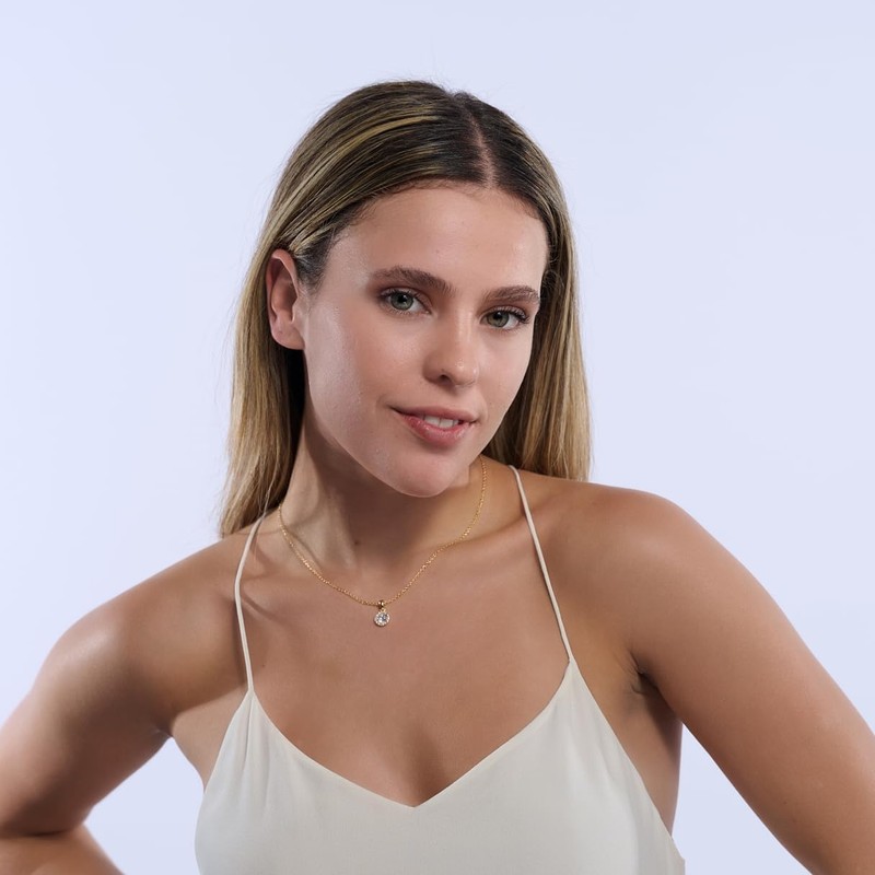 LuckyLy Collares para Mujer Baño Oro 14K Zirconia Cúbica, Regalos
