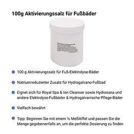 chi-enterprise - Zusatz für Ion Cleanser, Hydrosana, Royal Spa, Bioenergiser | Natriumreduziertes Aktivierungssalz zum Nachfüllen für alle Fußelektrolysebäder mit Edelstahlspulen | Inhalt: 100g