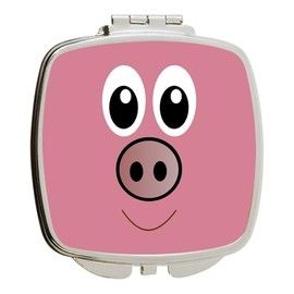 Island Gifting - Pink Pig Design - Square Compact Mirror - Travel Mirror