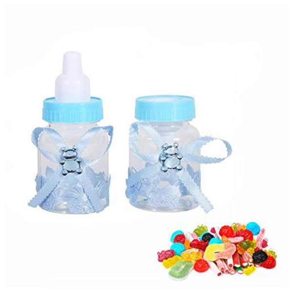 Mini Baby Bottles, 50pcs Sweet Candy Chocolates Box Baby Shower Favors Boxes Shape Candy Boxes DIY Wrapper Decorations for Birthday Christening Gift Party Decorations (3.5 Inch)