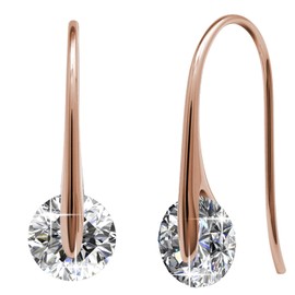 Cate & Chloe McKayla 18k Rose Gold Plated Drop Earrings with Crystal | Classic Drop Earrings with Round Cut Solitaire Crystal, Best Jewelry for Women, Hypoallergenic, Gift for Her
