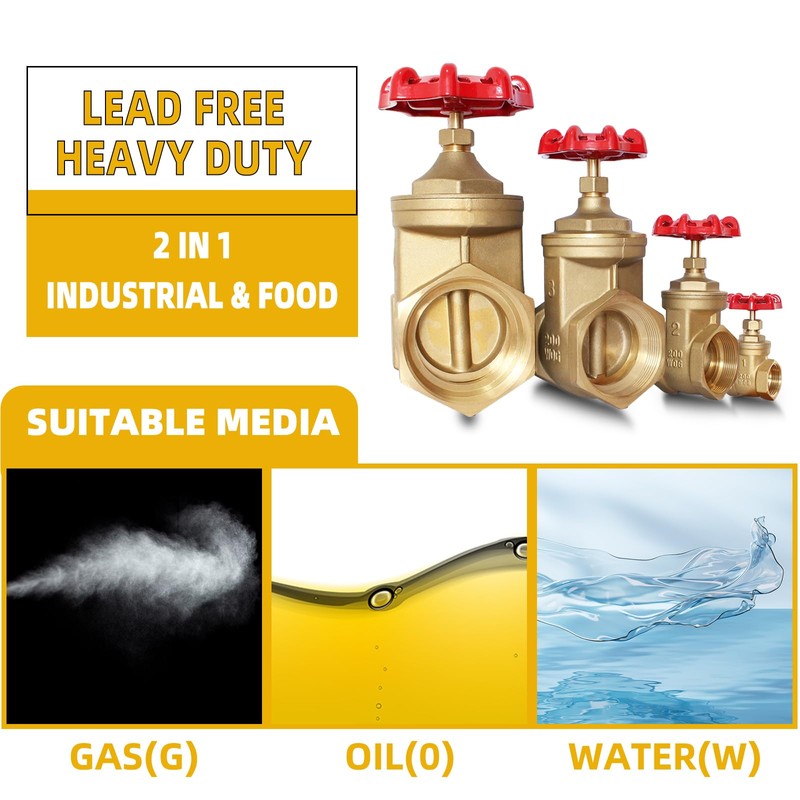 2-1/2" NPT Brass Gate Valve, Heavy Duty Female x Female