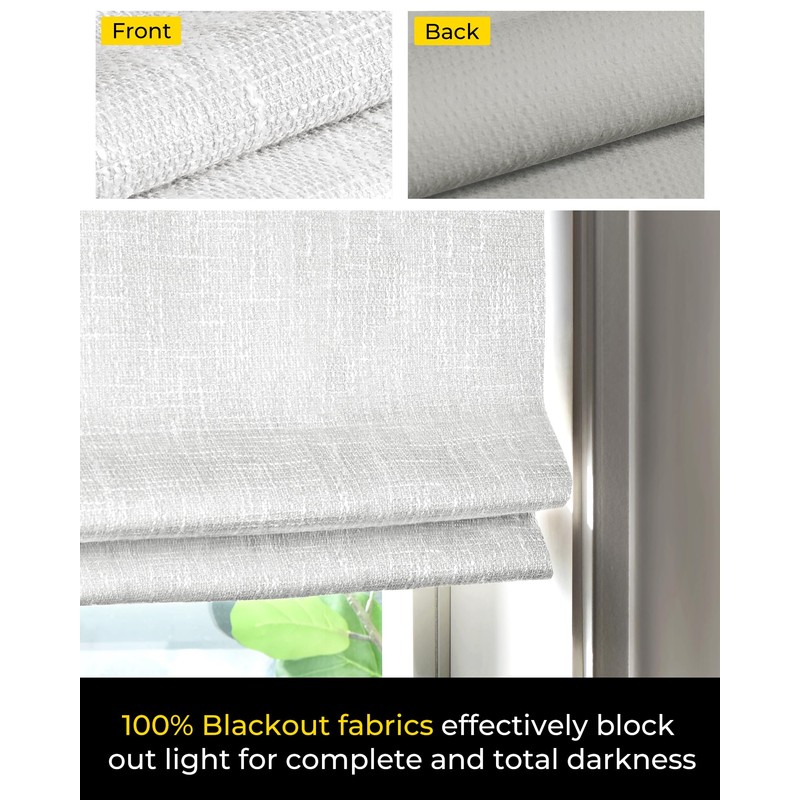 No Drill Cordless Roman Shades, Room Darkening, 28×48 in White