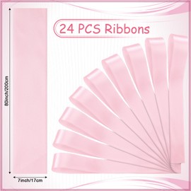 Daifunli 24 Pcs Wedding Bows Aisle Decorations Satin Bows for Chairs Decorative Ribbons Sashes for Pew Back Elegant Ceremony Ribbons for Wedding Background Aisle Decor (Pink)