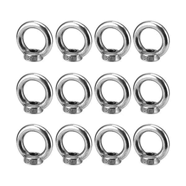 JEUIHAU 12 PCS Ring Lifting Eye Nuts, M10 304 Stainless