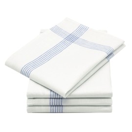 ZOLLNER Set of 4 Tea Towels, Kitchen Towels, 50 x 70 cm, Linen, White / Blue
