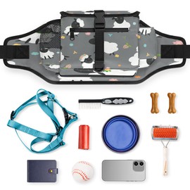 POFATO Sheep Flowers Dog Treat Pouches for Pet Training Waist Belt Dog Treat Bags Training Pouch Clip on with Bottle Holder Portable Kibble Snack Container for Walking