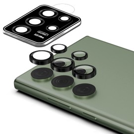 Dome Glass [Dome Camera Ring Type] Galaxy S23 Ultra Camera Protector by Whitestone [One Touch Installation] - 1 Pack (Black)