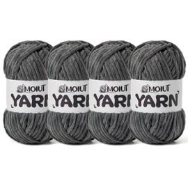 4 Packs Fluffy Chenille Yarn for Crocheting, Chunky Velvet Yarns for Crochet Amigurumi, Baby Yarn for Crocheting Soft Blanket, 349.9yds /14.1 oz Bulky Yarns for Crafts/Hats/Shoes/Socks (4 Dark Gray)
