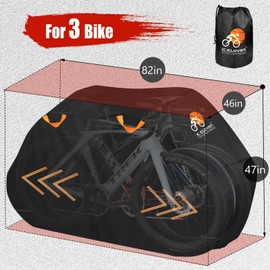 IC ICLOVER Bike Cover for Transport on Rack, Bicycle Covers for 3 Bikes on Rear Bike Rack, 600D Outdoor Storage Bike Travel Cover on Hitch, Waterproof Bike Rack Covers for 3 Bikes on Car Bike Rack