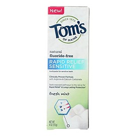 Tom's of Maine Rapid Relief Sensitive Toothpaste - Fresh Mint Fluoride-Free - Case of 6-4 Oz.6