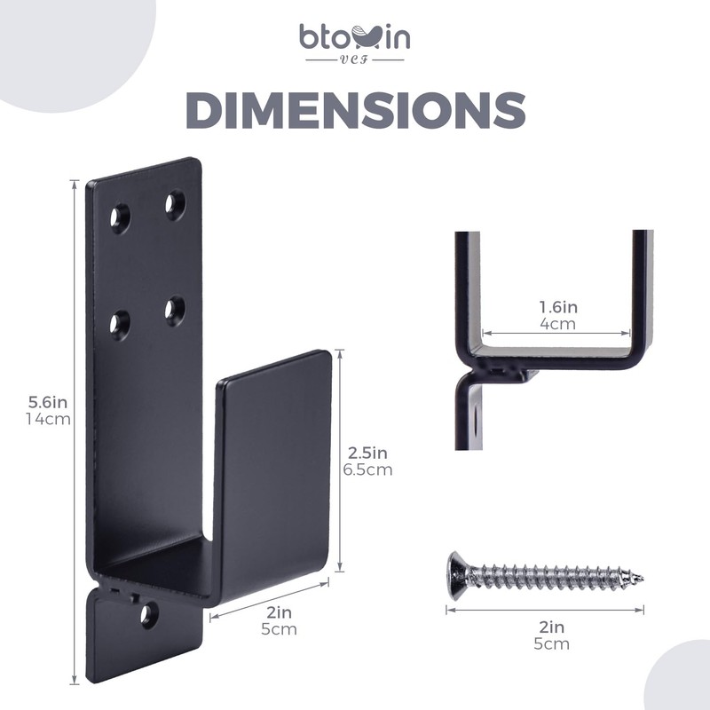 2x4 Door Barricade Brackets, Btowin VCF Pack of 2 U
