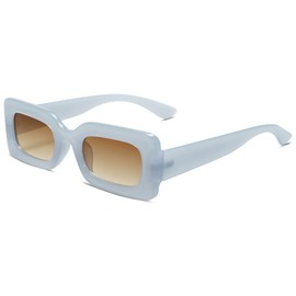 SOJOS SJ2160 Women's Retro Vintage Stylish Colourful Rectangular Sunglasses Festival 90s Chunky, lightblue