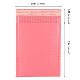 ZEONHEI 60 Pack 15x18cm Pink Poly Bubble Mailers, Self Seal Padded Envelopes, Waterproof Small Bubble Envelopes for Shipping Business, Gifting, Mailing, Packaging