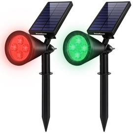 InnoGear Solar Lights Outdoor Waterproof Solar Garden Light for Outside Yard Landscape Lighting Pathway Spot Lights Spotlight Wall Light Auto On/Off, Pack of 2 (Red and Green Light)