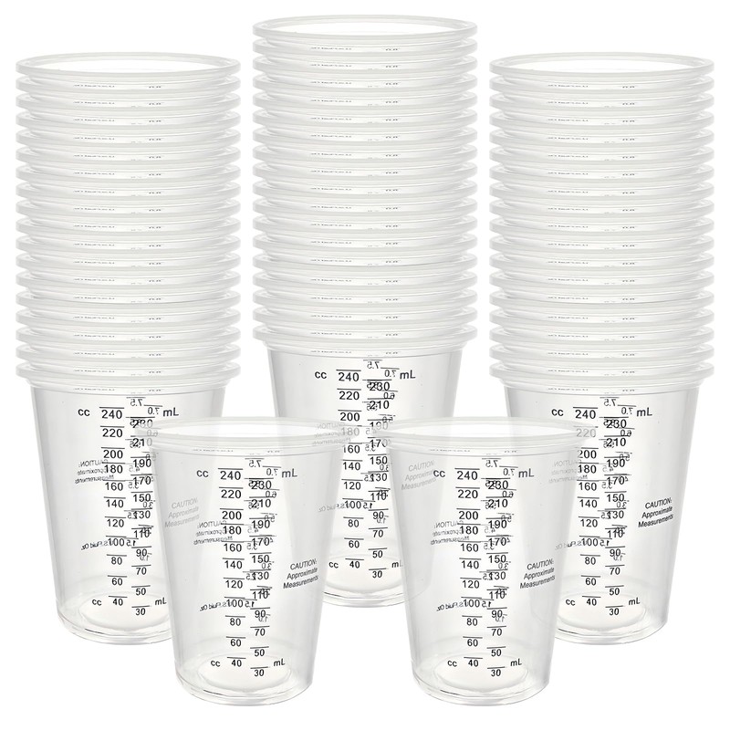 100 Pack Plastic Measuring Cups - 8 oz Mixing Cups