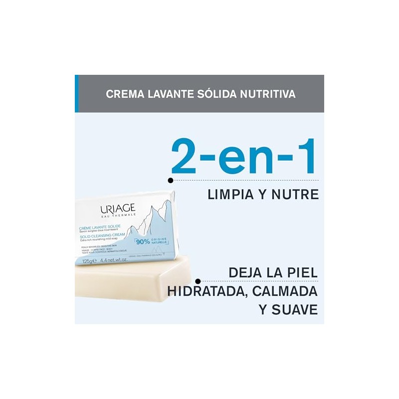 Uriage Jabón Sólido 125g - Limpiador rostro y cuerpo para