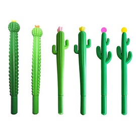 Set of 6 Barrel Cactus Pens Saguaro Cactus Pen Assorted Gel Cute Stationary Souvenir Southwest Cowgirl-Assorted Cacti (six pcs)