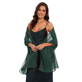 Shestellar Shawls and Wraps for Women Evening Formal Dresses Chiffon Wedding Shawl Wraps Bridal Scarve DarkGreen M