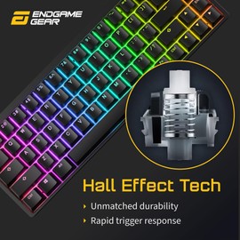 ENDGAME GEAR KB65HE Gaming Keyboard, ANSI US – Hall Effect Technology, Gateron KS-37B Switches, Aluminum Body, Ducky Doubleshot PBT Keycaps, RGB Lighting