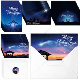 Cholemy 96 Sets Christian Christmas Cards with Envelopes Religious Nativity Cards Bulk Scripture Bible Jesus Greeting Postcards for Holiday Christmas Xmas Festival Party Supplies