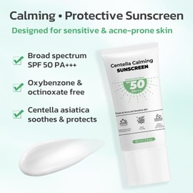 Centella Sunscreen SPF 50 PA+++ - Hyalu CICA Water-Fit Sun Serum - No White Cast Sensitive Skin Calming Protector Solar 2 fl.oz