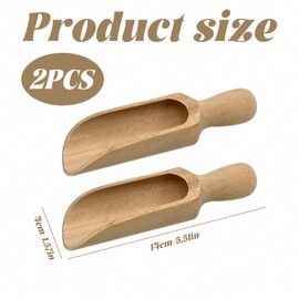 2 PCS Wooden Scoops,140mm Wood Bath Salt Scoops,Large Wooden Flour Scoop,Natural Scoop for Kitchen,Large Coffee Bean Spoon for Kitchen Tea Coffee Sugar Spice Beans