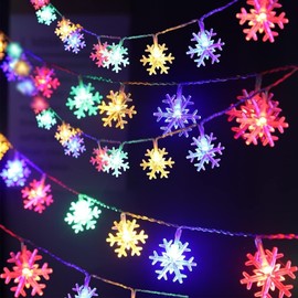 Christmas Snowflake Fairy Lights,USB Operated Waterproof String Light Copper Wire Light for Indoor Outdoor Lighting,Bedroom,Wedding Decor,Xmas Party,Christmas Decoration,Tree Decoration (10m:80Lights)