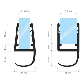 STEIGNER Shower Seal 30cm Glass Thickness 5/6/7/8mm Pre Curved PVC Replacement Seal for Round Shower UK15